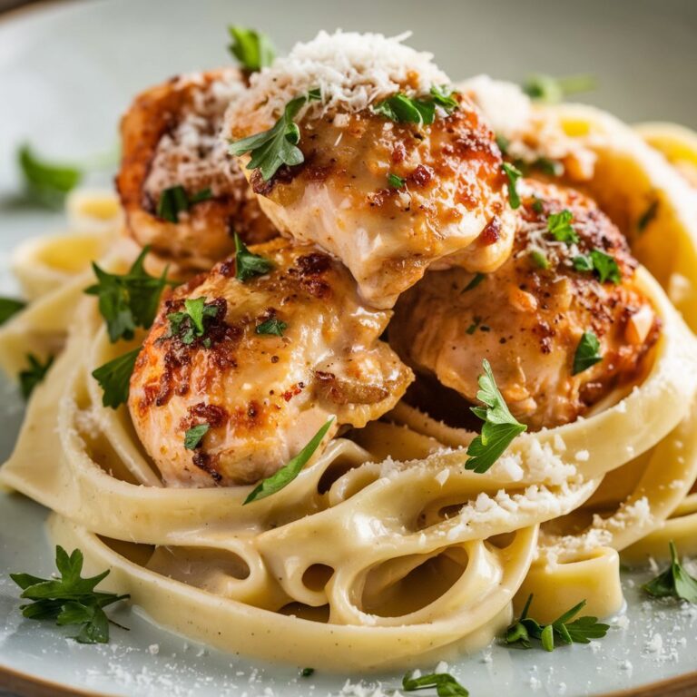 Garlic Butter Chicken Bites with Creamy Parmesan Pasta