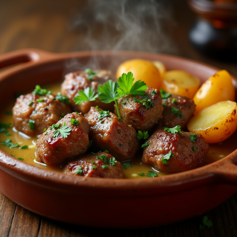 Slow Cooker Garlic Butter Beef Bites & Potatoes Recipe