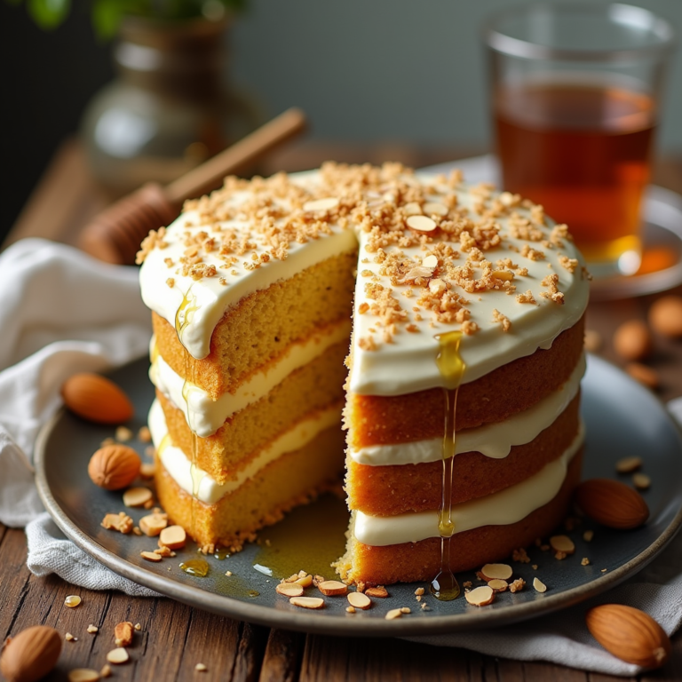 Honey Cake with Sour Cream Frosting: A Delightfully Moist and Elegant Dessert