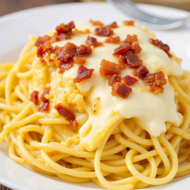 Creamy Baked No Bacon Spaghetti Recipe
