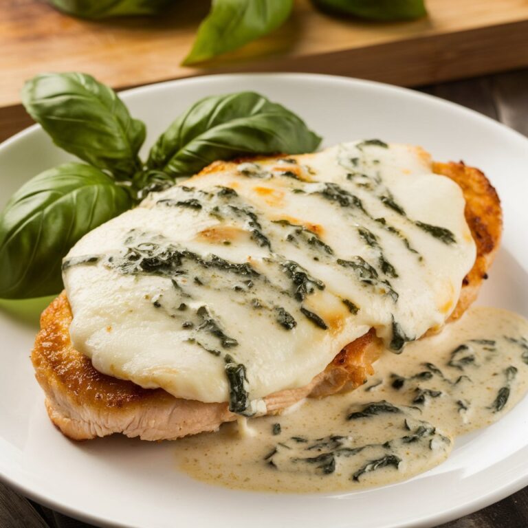 Mozzarella Chicken in Basil Cream Sauce